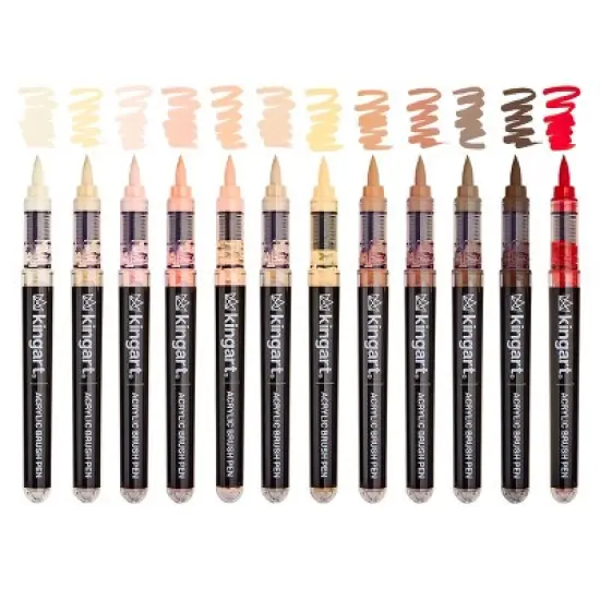 KINGART PRO Acrylic Paint Brush Pens 12 Portrait Colors image {1}