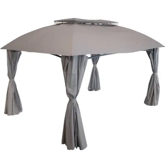 Sunnydaze Soft Top Rectangle Patio Gazebo with Screens and Privacy Walls for Backyard, Garden or Deck - 10' x 13' image {8}