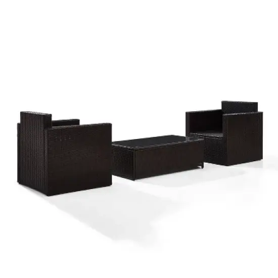 Palm Harbor 3pc All-Weather Wicker Patio Seating Set - Gray Cushions - Crosley image {5}