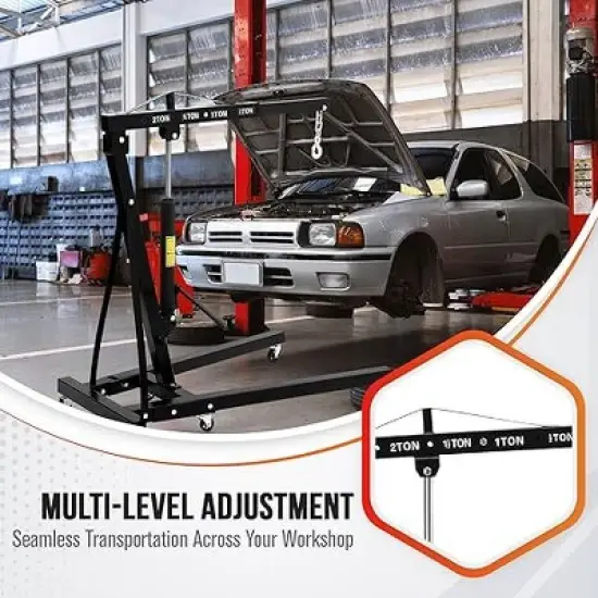 2 Ton Folding Hydraulic Engine Hoist with Leveler, 4400 LBS ，with Telescopic Boom & 6 Casters, for Garage Workshop Warehouse image {5}