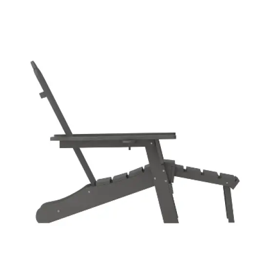 Emma and Oliver Adirondack Chair with Cup Holder and Pull Out Ottoman, All-Weather HDPE Indoor/Outdoor Lounge Chair image {9}