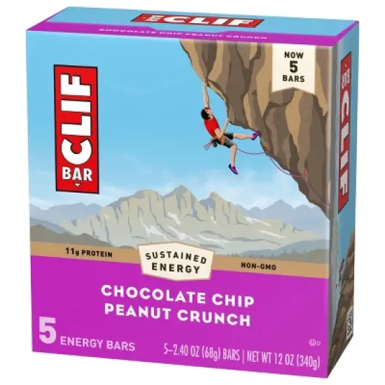 CLIF Bar Chocolate Chip Peanut Crunch Granola Protein Bar Made with Organic Oats - 11g Protein - 12oz/5pk image {6}