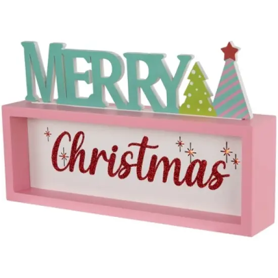 Northlight Lighted "Merry Christmas" Shadow Box Christmas Tree Decoration - 10" - Multicolor image {3}