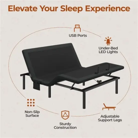 Yaheetech Upholstered Adjustable Bed Frame with Independent Head andFoot Incline image {3}