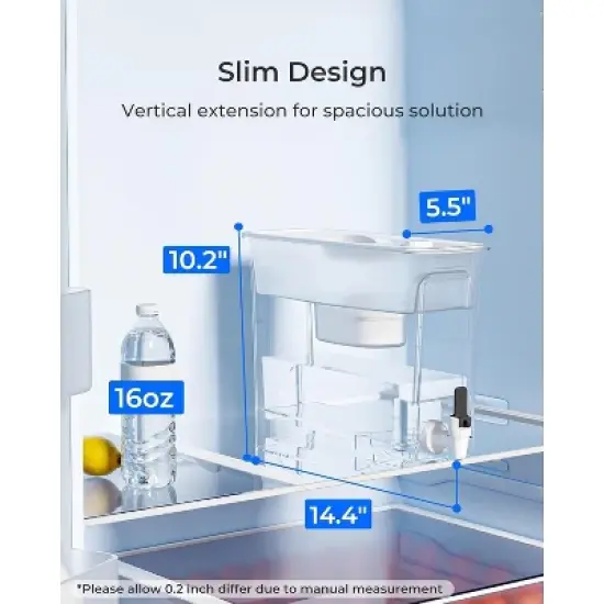 Waterdrop 35-Cup Slim Water Filter Dispenser, Large Capacity,White (with 1 Filter) image {2}