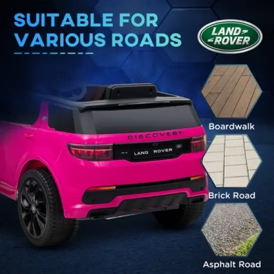 Qaba Land Rover Discovery Sport Licensed 12V Kids Ride on Car, Battery Powered Toy Car w/ Remote Control Soft Start, LED Lights, Music Horn, Pink image {4}