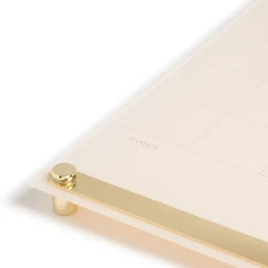 U Brands 16"x16" Acrylic Dry Erase Calendar with Metal Bulletin Strip Cream/Gold: Wall Mount Magnetic Board image {5}
