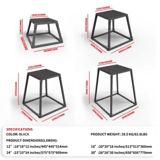 COZONY Plyometric Jump Box, 12/18/24/30 in Jump Platform, Anti-Slip Plyometric Box for Step Ups, Strength & Conditioning image {1}