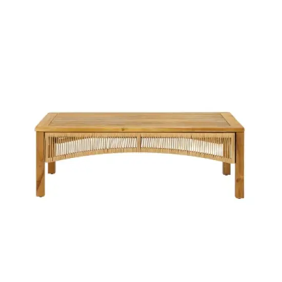 FIONECA 4-Piece Acacia Wood Patio Conversation Set with Coffee Table &uml;C Brown Frame & Beige Cushions, Outdoor Seating for Garden, Porch, Backyard image {12}