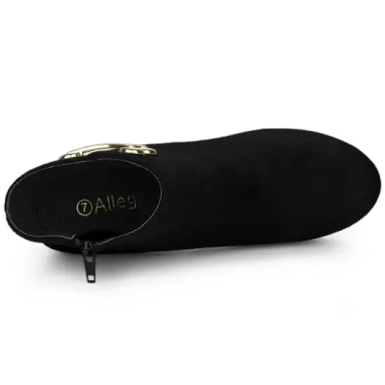 Allegra K Women's Round Toe Chunky High Heel Platform Ankle Boots image {4}