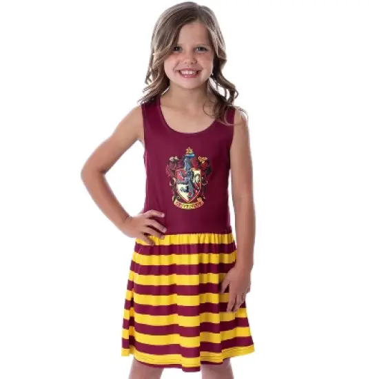 Harry Potter Girls All Houses Crest Logo Tank Stripe Accent Pajama Nightgown image {4}