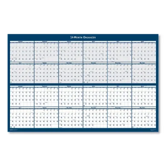 Reversible/Erasable Two-Year Wall Calendar, 24 x 37, Light Blue/Blue/White Sheets, 24-Month: Jan 2026 to Dec 2027 image {2}