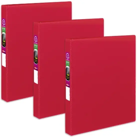 Avery Durable 3 Ring Binder, 1 Inch Slant Rings, 3 Red Binders (27201) image {7}