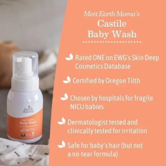 Earth Mama Sweet Orange Castile Baby Wash Naturally Foaming Soap - 6.27 fl oz image {4}