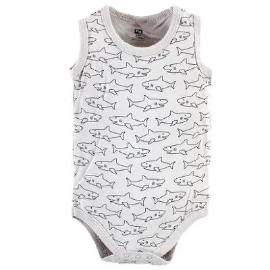 Hudson Baby Infant Boy Cotton Sleeveless Bodysuits, Shark Patrol image {3}