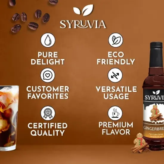 Syruvia Gingerbread Syrup - 25.4 fl oz. Premium Flavoring Syrup For Coffee image {4}
