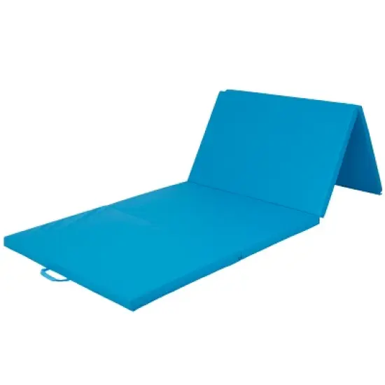 Best Choice Products 10ftx4ftx2in Folding Gymnastics Mat 4-Panel Exercise Workout Fitness Floor Mats w/ Handles   Blue image {3}