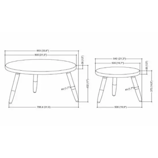 2pc Round Nested Coffee Tables: Rubberwood & MDF - Hearth & Hand&trade; with Magnolia image {6}