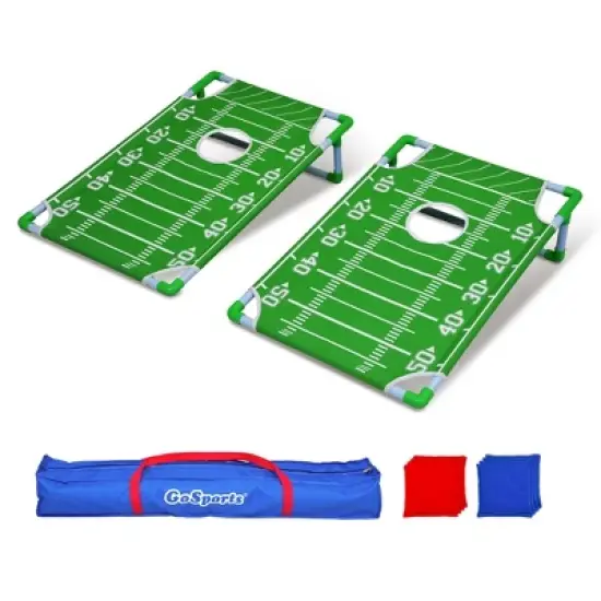 GoSports Portable PVC Framed Cornhole Toss Game Set with 8 Bean Bags and Travel Carrying Case - Choose American Flag Design, Red & Blue or Football image {6}