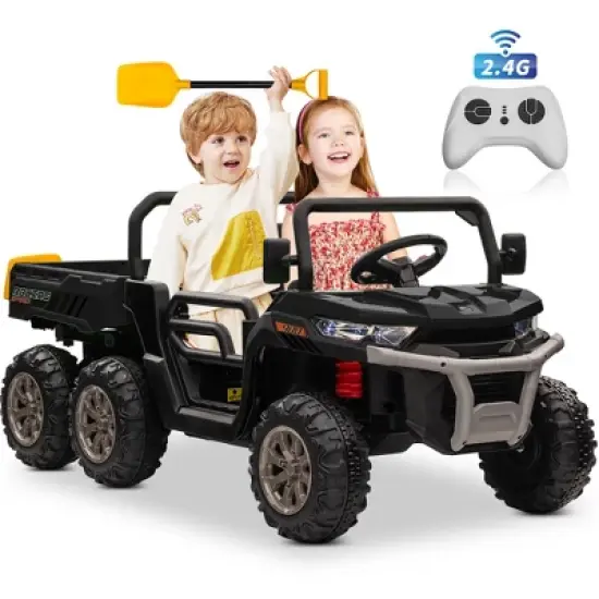 24V 2 Seater Ride on Car Dump Truck, 4WD Powerful Kids UTV w/2.4G Remote, 3 Adjustable Speed, Bluetooth Music, Spring Suspension image {8}