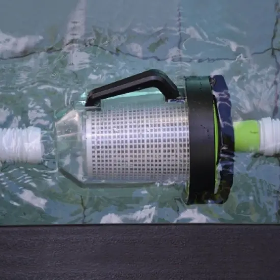 Kokido Leaf Clear Plastic Canister Automatic Hose Attachment Suction Cleaner for Outdoor Backyard Swimming Pools, Black/Green image {1}