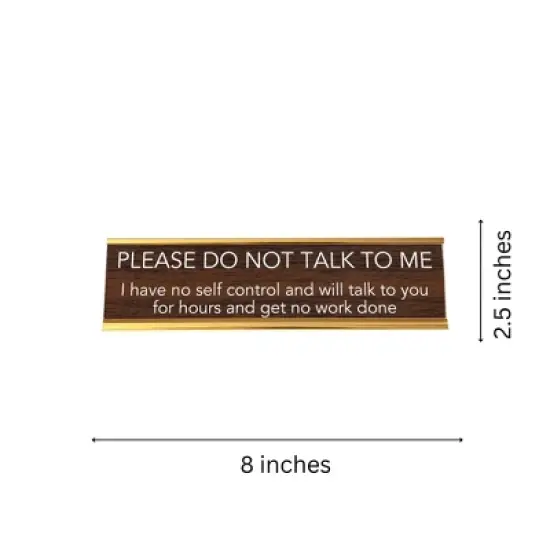 LEMONSODA Nameplate Style Desk Sign (PLEASE DO NOT TALK TO ME) - Brown and Gold image {3}