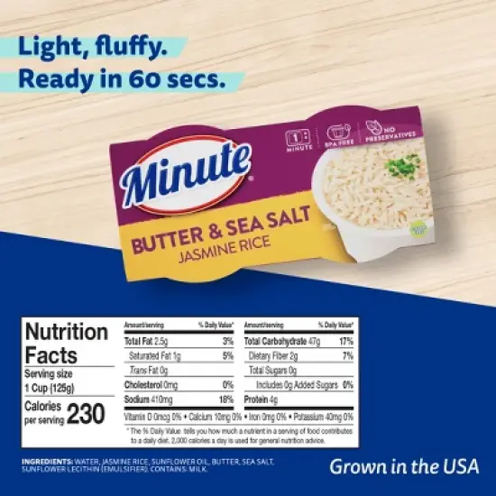 Minute Butter & Sea Salt Jasmine Rice - 2pk / 8.8oz image {6}