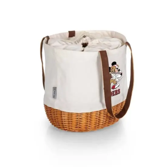 NFL San Francisco 49ers Mickey Mouse Coronado Canvas and Willow Basket Tote - Beige Canvas image {1}