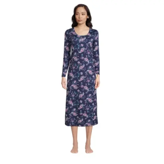 Lands' End Women's Supima Cotton Long Sleeve Midcalf Nightgown image {7}