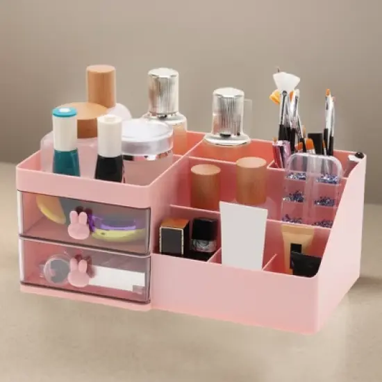Unique Bargains Makeup Organizer W/ 2 Drawer 8 Grids 1 Pc image {6}