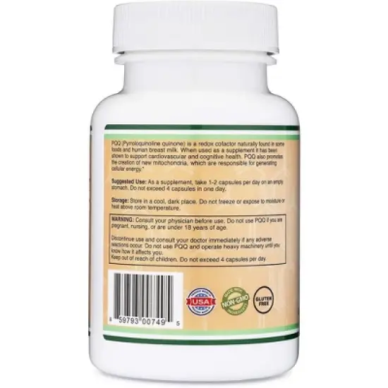 PQQ (Pyrroloquinoline quinone) - 60 x 20 mg capsules - Cardiovascular and Mitochondria Support image {2}
