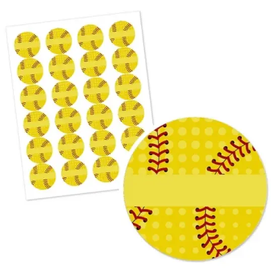 Big Dot of Happiness Grand Slam - Fastpitch Softball - Birthday Party or Baby Shower Circle Sticker Labels - 24 Count image {1}