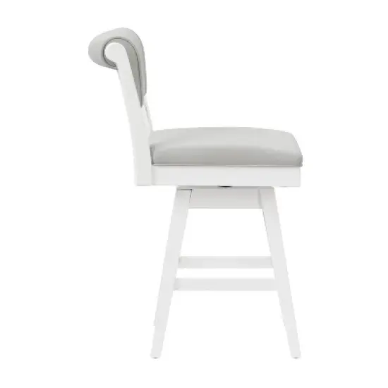 Clarion Wood and Upholstered Counter Height Swivel Stool Sea White - Hillsdale Furniture image {4}