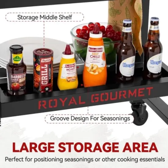 RoyalGourmet 3-Burner Propane Gas Griddle with Collapsible Side Shelves GB3000HTG Black image {6}