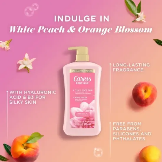 Caress Body Wash for Women Daily Silk White Peach & Orange Blossom - 30 fl oz image {3}