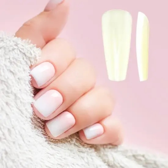 Unique Bargains Women's Trapezoid Fake Nails Beige 1 Set image {3}