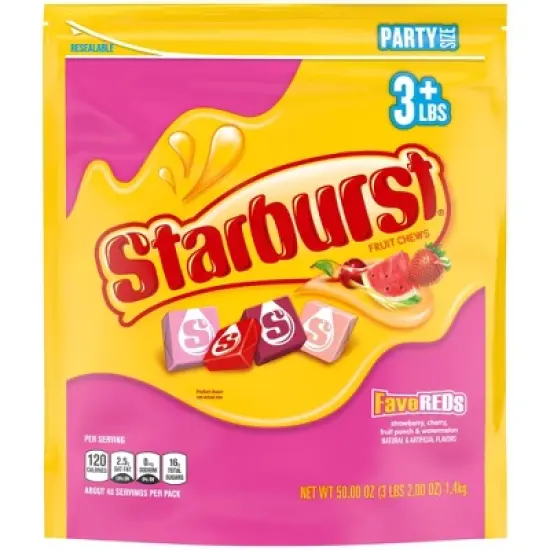 Starburst FaveRed Chewy Candy Individually Wrapped Fruit Candies - 50oz image {1}