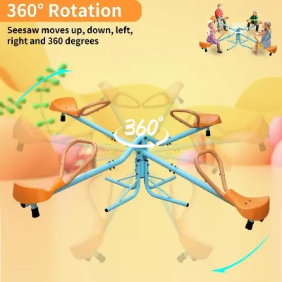 INFURNIC Baby Activity Gyms Quad Seat Spinning Seesaw for Kids to Build Balance and Enjoy Outdoor Fun, Multicolor, 72"*72"*21.3" image {3}