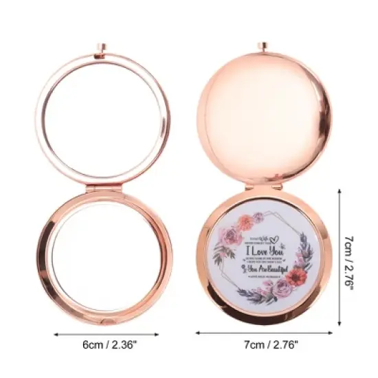 Unique Bargains Compact Makeup Mirror Rose Gold Tone 1 Pc image {1}