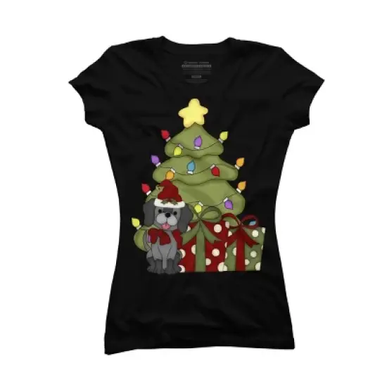 Junior's Design By Humans Christmas Doggie By realdealclipart T-Shirt image {3}