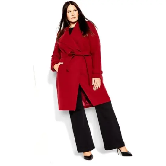 Women's Plus Size So Sleek Coat - true red | CITY CHIC image {3}