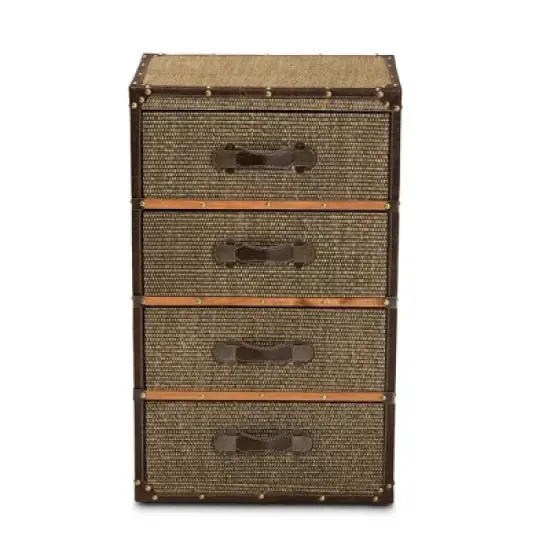 Owen Fabric Upholstered 4 Drawer Accent Storage Cabinet Brown - Baxton Studio image {2}