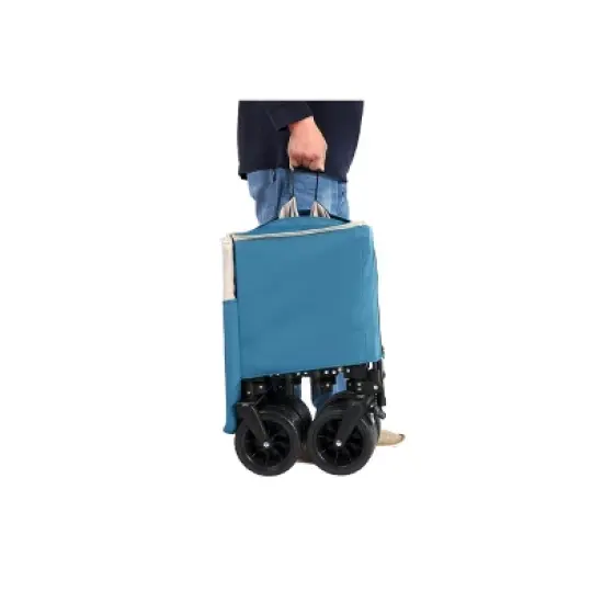 Foldable Extended Wagon with 220lbs Weight Capacity, Heavy Duty 300L Folding Utility Garden Cart Blue image {4}