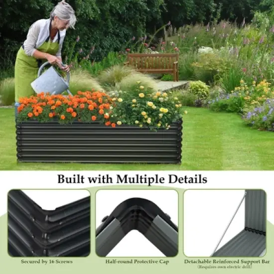 Costway 2 PCS Galvanized Raised Garden Bed Outdoor Planter Box Firewood Rack Log Holder image {8}