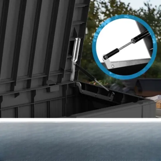 DSVIMOY Deck Boxes, 2-Piece 80 Gal Outdoor Storage Deck Box, Small Patio Storage Bin for Garden Tools, Black, 46.26"*18.7"*23.23" image {4}