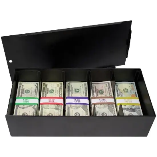 Nadex Coins&trade; Steel 5-Compartment Currency Tray with Coin Tray Insert and Lockable Cover in Black image {6}