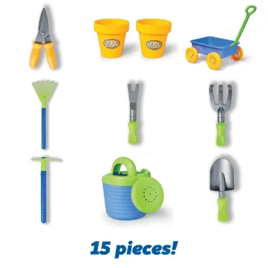 Kidoozie My First Gardening Set, Kids Gardening Tools, 15 piece set, Includes Wagon, Watering Can, Pots, and More, For Kids Ages  2 Years and Up image {1}