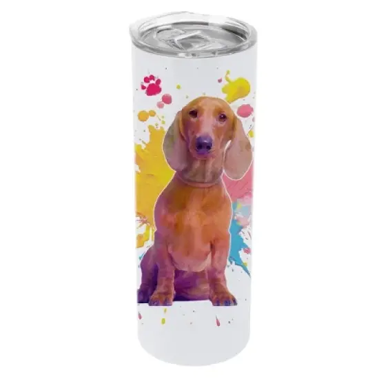 100 North 20 Ounce Stainless Steel On the Go Travel Tumbler With Push Top Lid, Dachshund Dog Paint Splatter image {5}