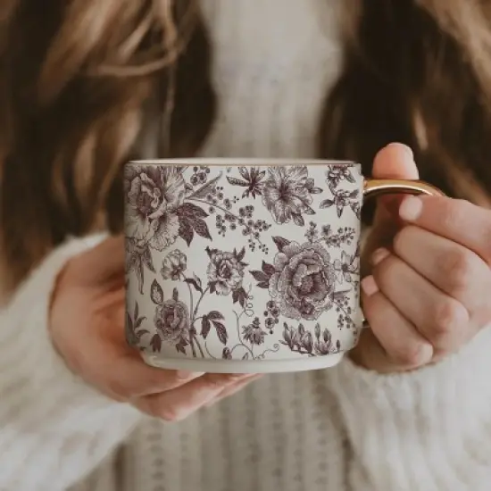Sweet Water Decor Brown Delft Gold Handle Mug - 14oz image {1}