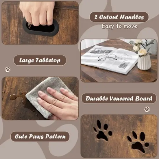 Tangkula Wooden Cat Litter Box Enclosure Flip-Top Hidden Washroom Bench w/ Side Entrance image {5}